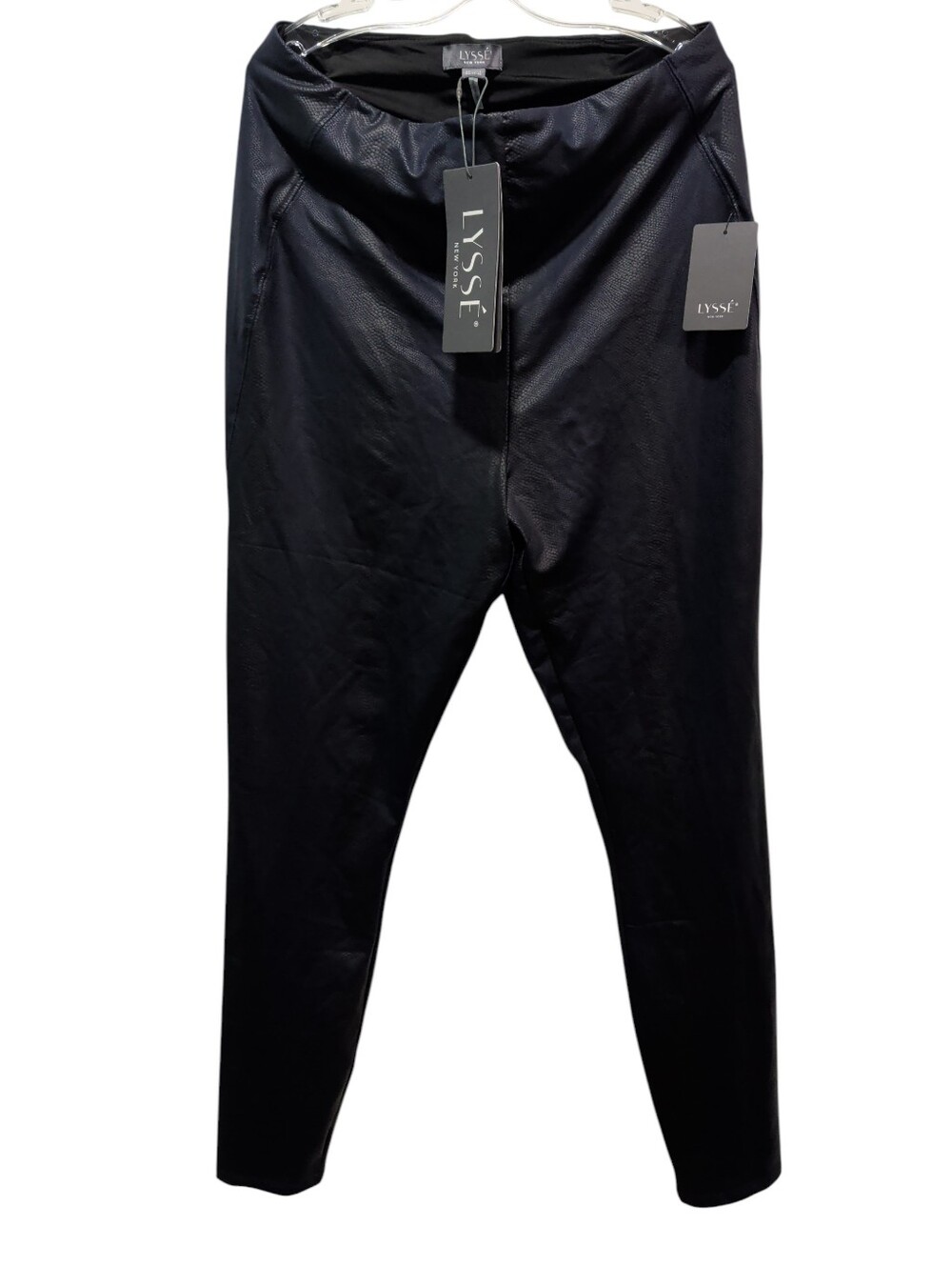 Retail $108 Lysse New York Black navy Snake Pattern Vegan Leather Leggings